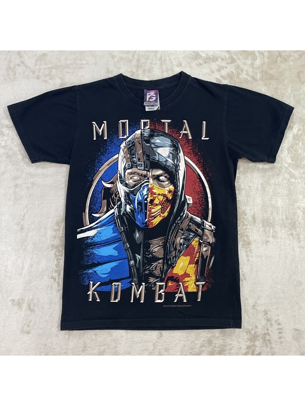 Mortal Kombat Face-Off Sub-Zero Scorpion Black Timber Tee Mens Sz S - RARE!
